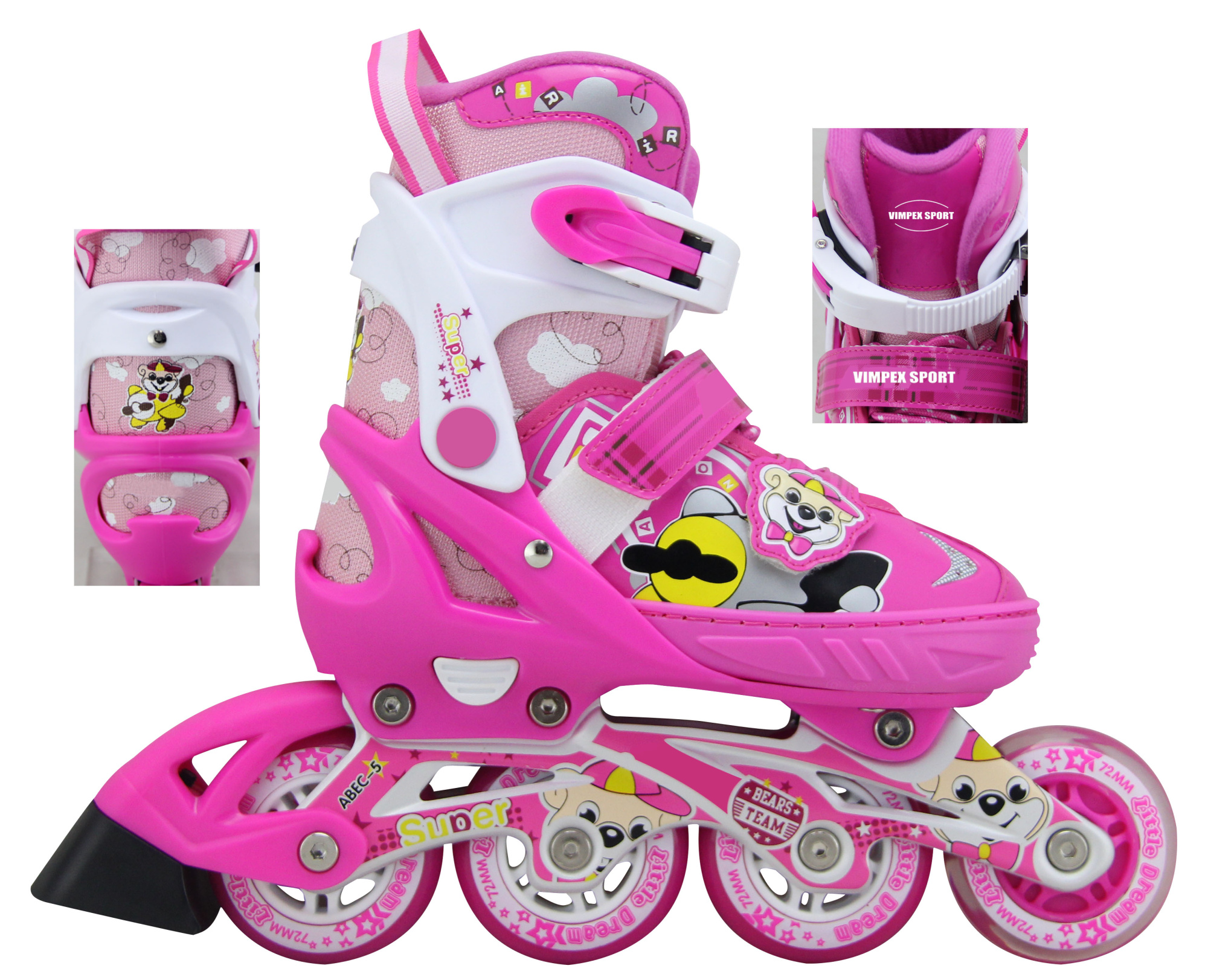 Ролики раздвижные Vimpex Sport для девочек 153B-4 купить в Минске.